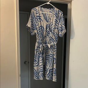 NIC+ZOE Navy and Cream Patterned Mini Dress